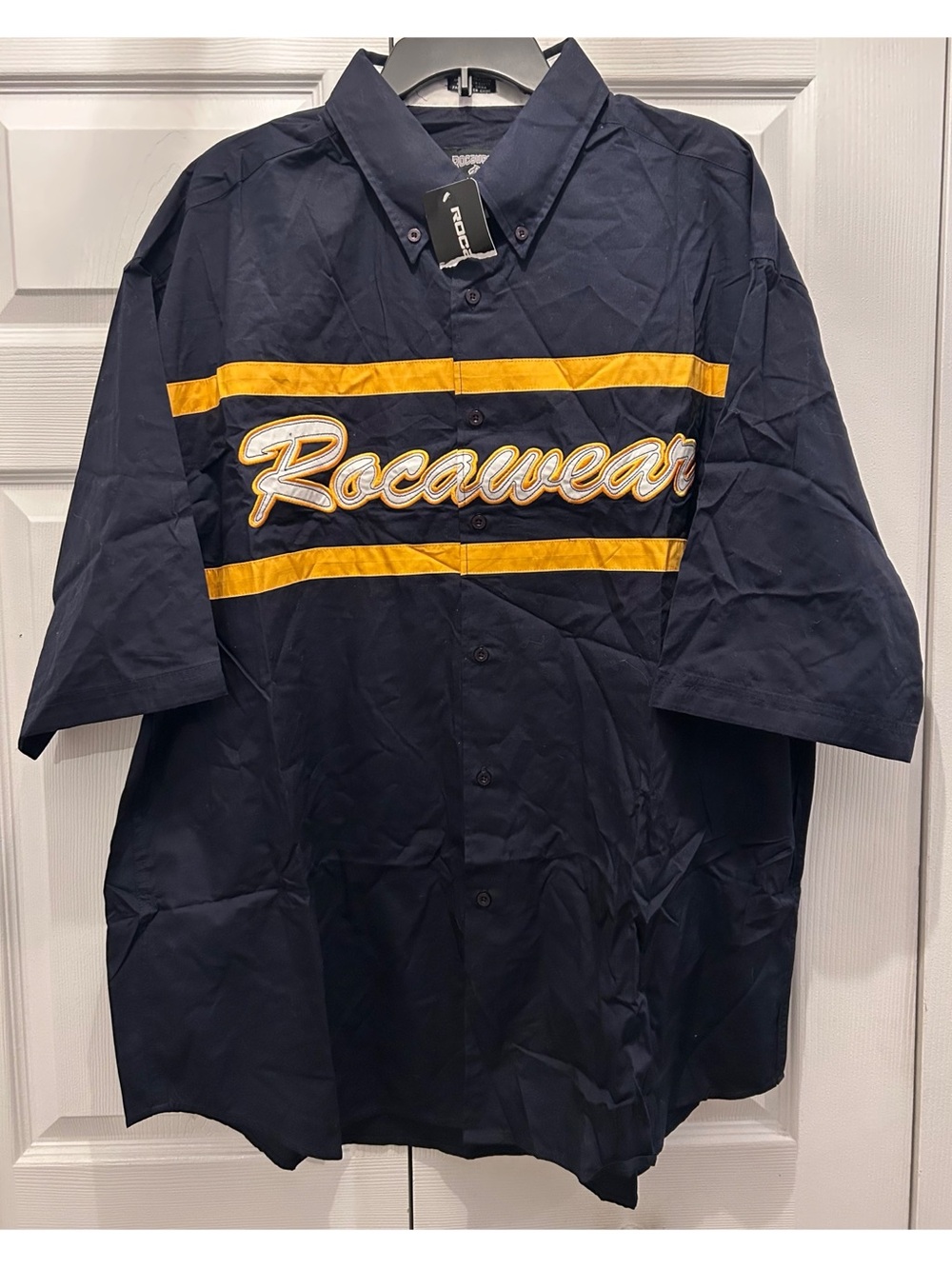 Vintage Y2K Rocawear Short-sleeve Button-down Navy Work Shirt XXL NWT